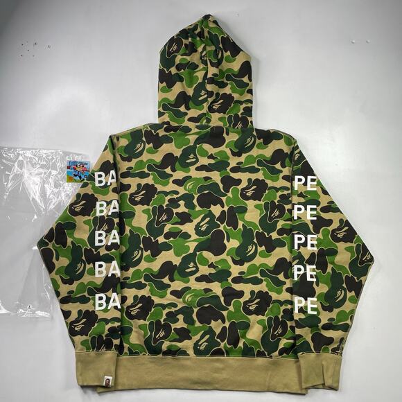 BAPE Green ABC Camo Logo Edition Full Zip Hoodie Size L - Picture 2 of 9